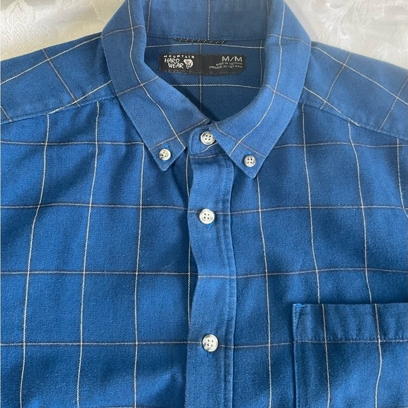 Mens Mountain Hardwear casual button down shirt size Medium Heavy cotton Blue - Picture 4 of 11